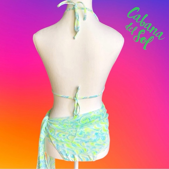 Swirl Bikini - Teal and Yellow ( with cover-up) - Picture 11 of 15